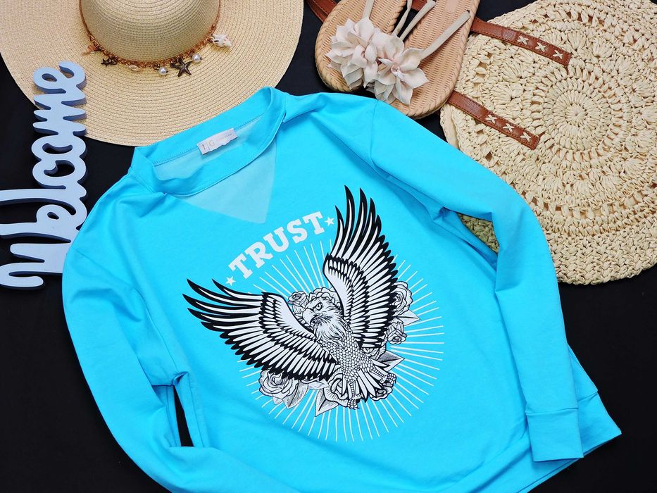 Ingrosso Bluza hoker turkus skrzydła S