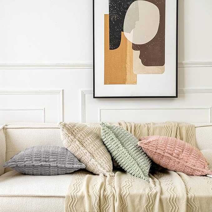 MIULEE Poszewki Sztruksowe Różowe, 2szt. 30x50 cm