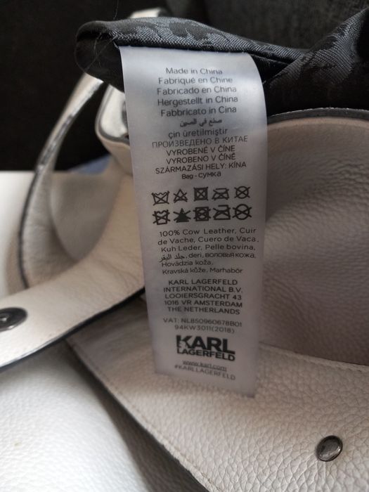 Szara torba na ramię Karl Lagerfeld skórzana