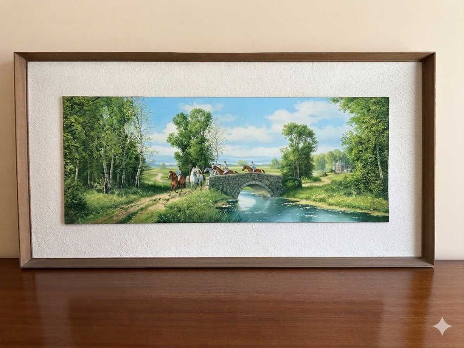 Grande Quadro Vintage 113x58cm | Moldura Imponente Dourada (Restauro)