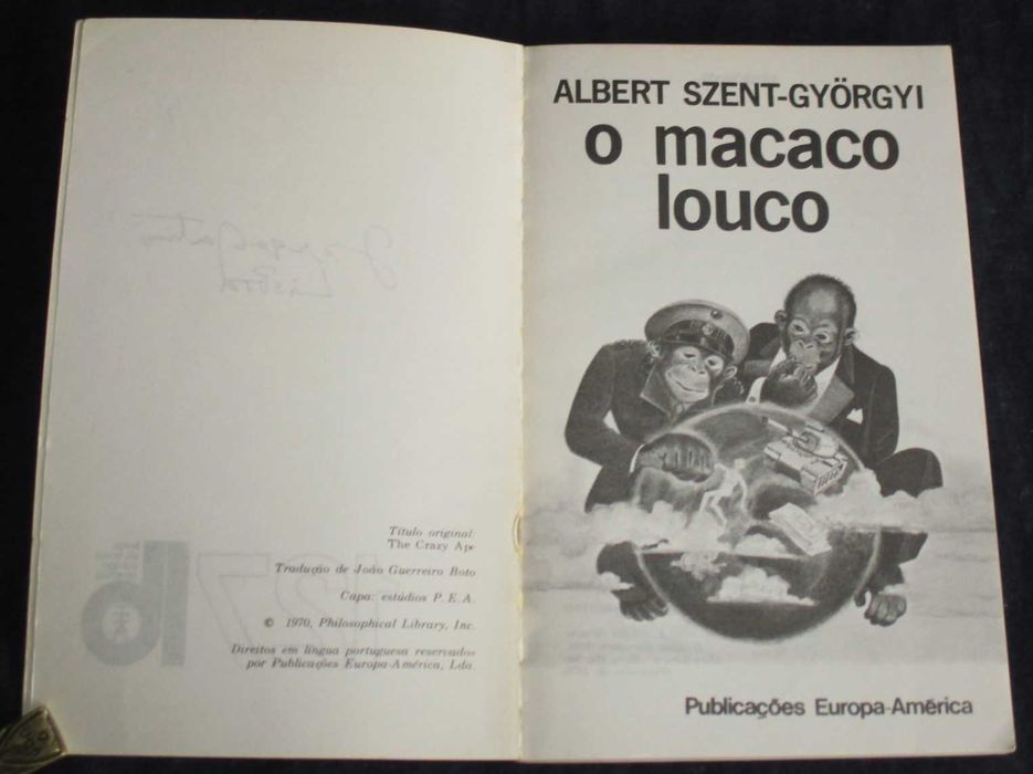 Livro O macaco louco Albert Szent-Györgyi Bolso Europa-América