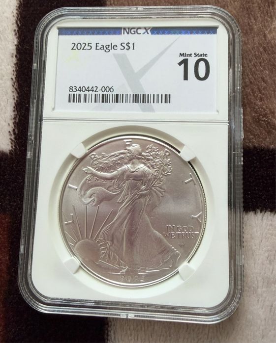 American Silver Eagle 2025|NGCX| Крокуюча Свобода|Срібло 999