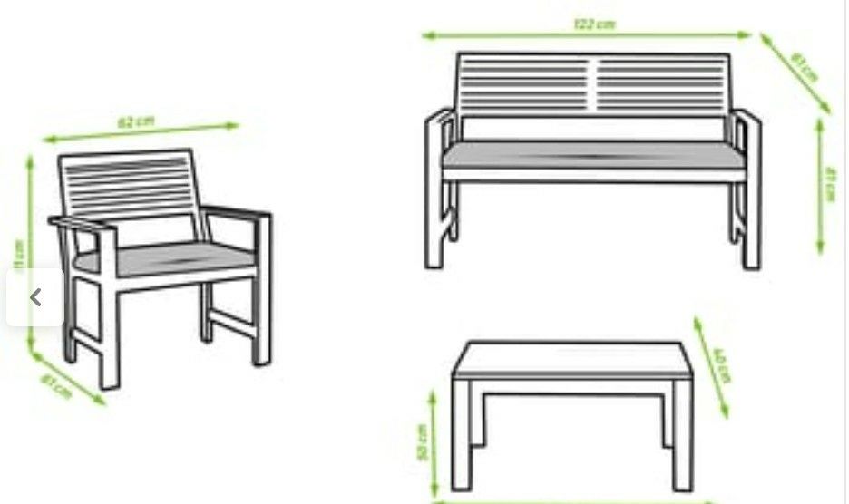 Conjunto de jardim em acácia, para 4pax, novo, já montado com almofada