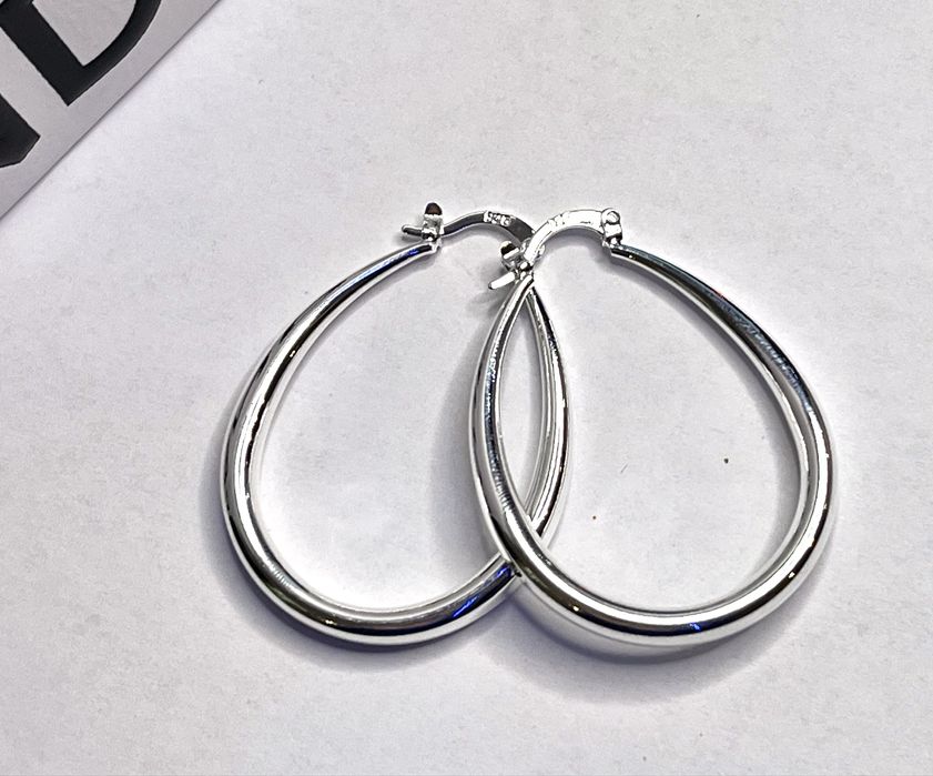 Kolczyki koła owalne duże 925srebro nowe Walentynki