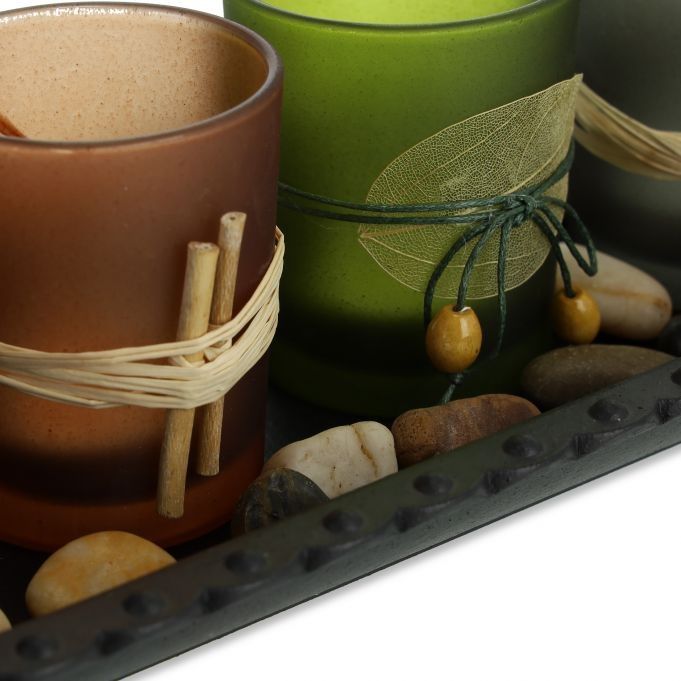 zestaw 5 świec z podstawka 38.5cm