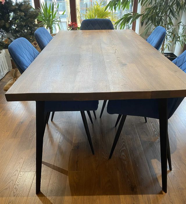 Dębowy stół 180x90cm – lite drewno, dąb heban