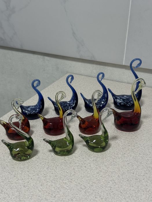 Лебеді вінтаж срср із муранського кольорового скла