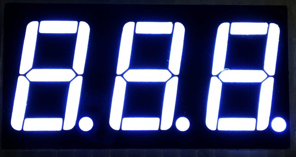 7-ми сегментний світлодіодний індикатор 0.56", 3 розряди, білий