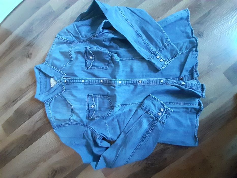 Koszula niebieska jeans S.Oliver L XL perłowe guziki