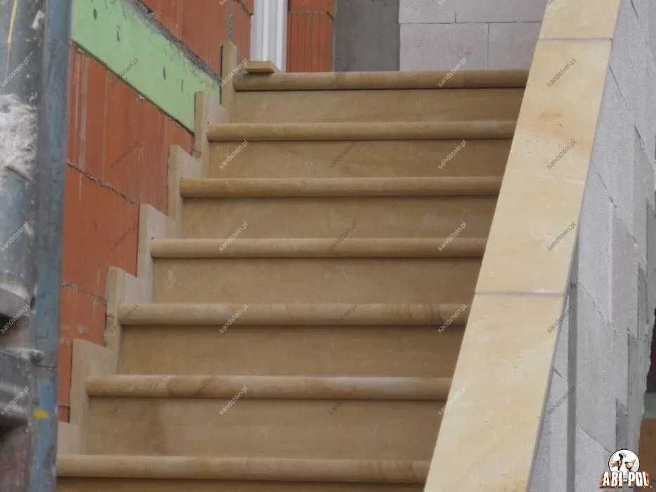 ~40~ Piaskowiec - schody z płyt, okładzina, ćwierćwałek