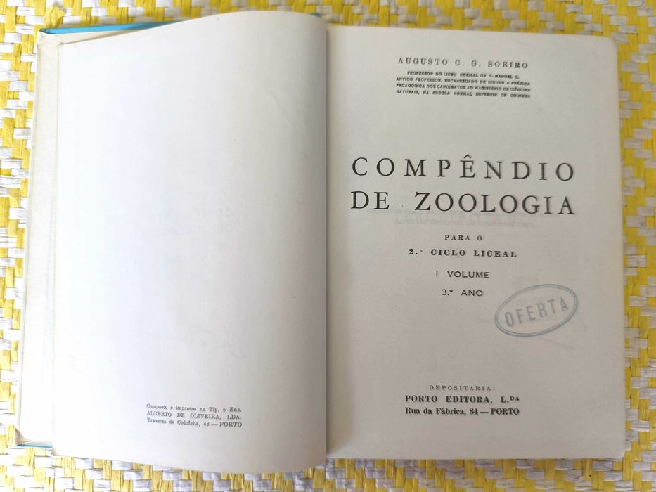 Compêndio de Zoologia  - 2º Ciclo Liceal – 3º Ano