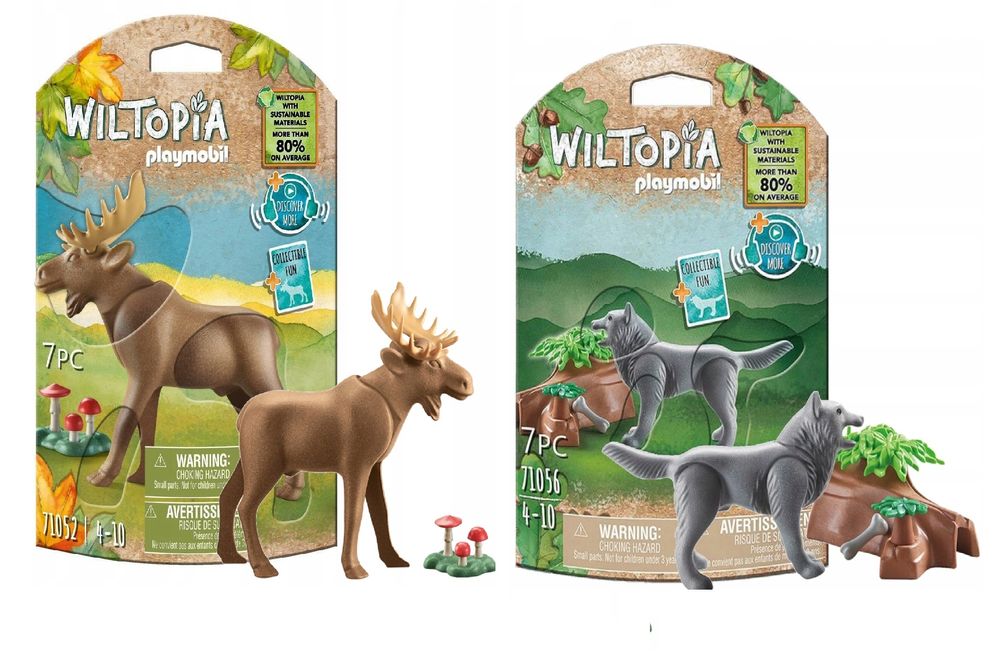 Zestaw 2 Figurek Playmobil Łoś+ Wilk Wraz Z Akcesoriami Wiek 4-10Lat