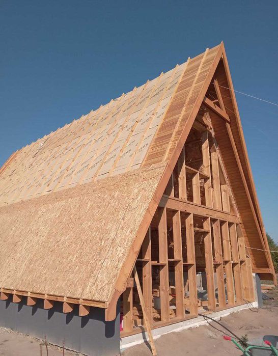 Домокомплект а-фрейм базова комплектація з фунтаментом на вашій землі