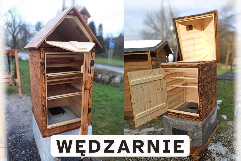 Wędzarnia Drewniana 60 x 60  - Piec ceramicznobetonowy