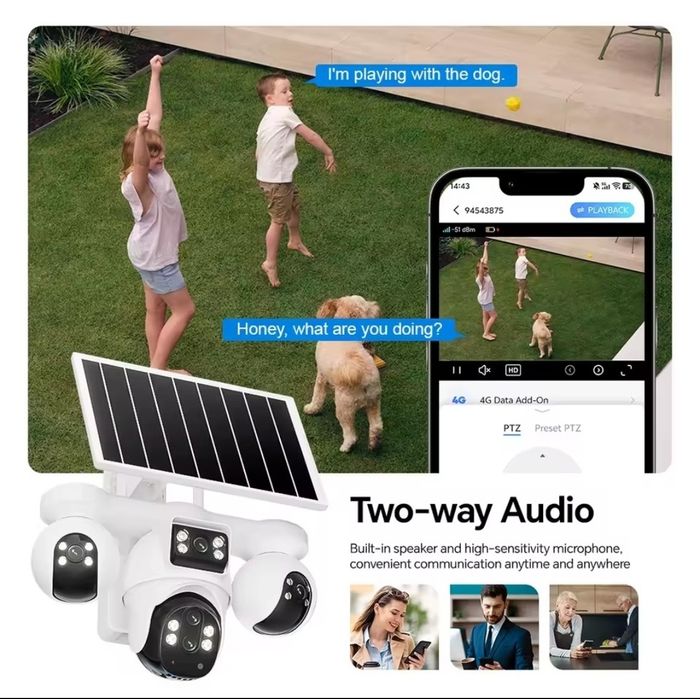 Camara Solar 4G 8K 4 Camaras PTZ