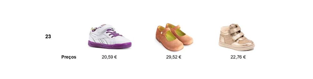 Calçado tamanho 23