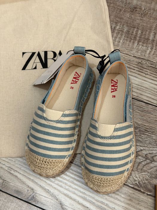 Еспадрильї zara для хлопчика, блакитні мокасини 26 розмір