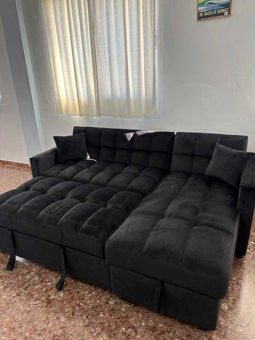 Sofa cama casal preto chaiselongue reversivel Envio gratis