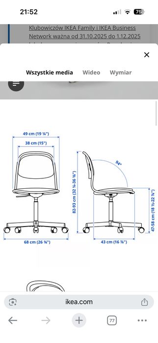 Krzesło obrotowe IKEA Orfjall 2 szt.