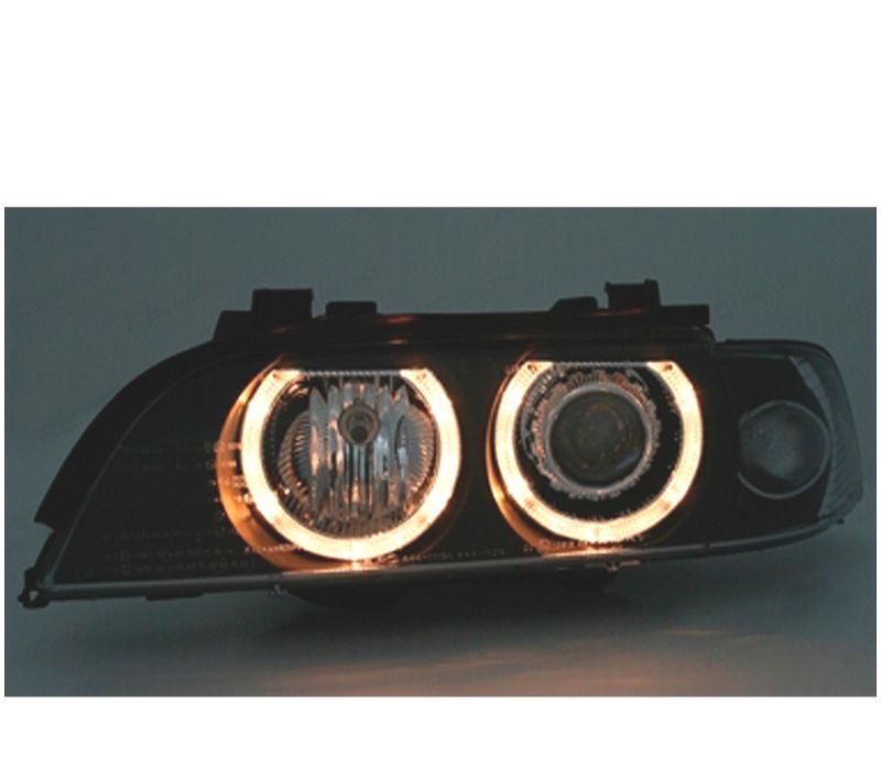 FARÓIS BMW E39 95-00 ANGEL EYES FUNDO PRETO