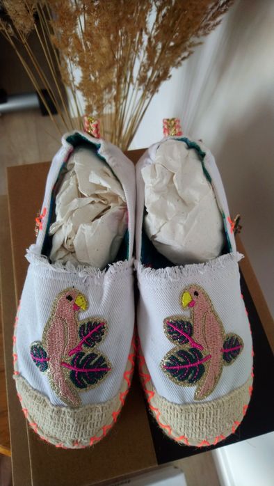 Nowe Białe Espadryle 36 Papugi