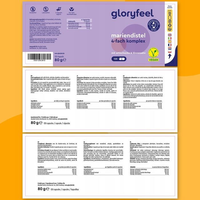 ostropest plamisty kapsulki 500 mg z karczoch i mniszek lekarski gloryfeel