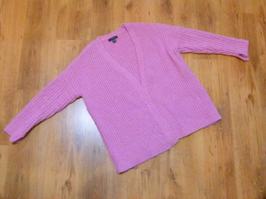 Primark sweter kardigan pudrowy róż pleciony bardzo gruby rozm 40 L