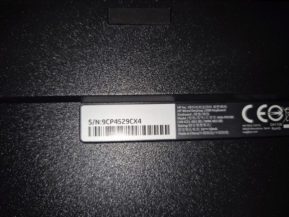 Klawiatura HP 320K USB slim pełna numeryczna czarna A42