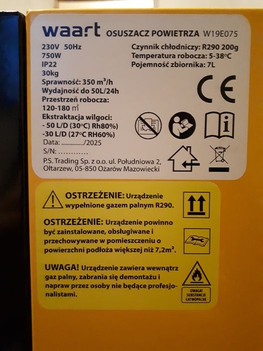 Osuszacz powietrza budowlany Waart 750W
