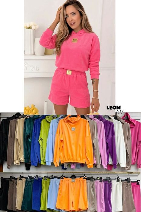 Dres welurowy Bluza + krótkie spodenki Kolory