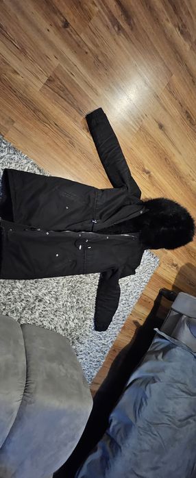 Ciepła zimowa kurtka PARKA z grubym futerkiem jak jenot r. L