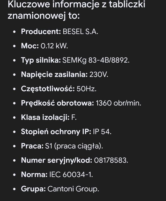 Sprzedam silnik od pieca