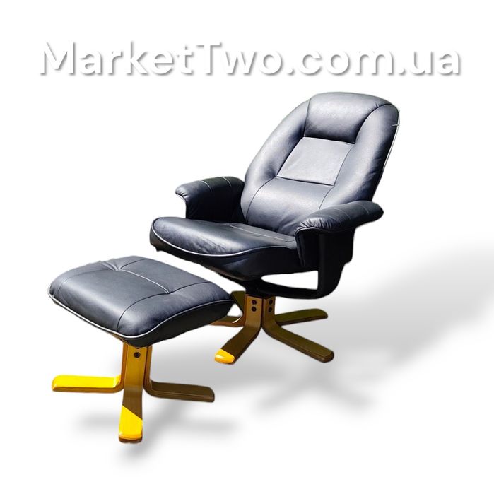 Кожаное, шкіряний комплект крісло-реклайнер+пуф( 010507 )