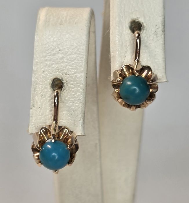 Золотые серьги с бирюзой ссср