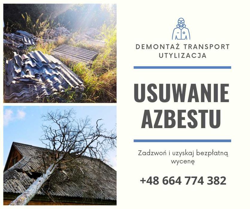Usuwanie azbestu- demontaż, pakowanie, transport i utylizacja eternitu