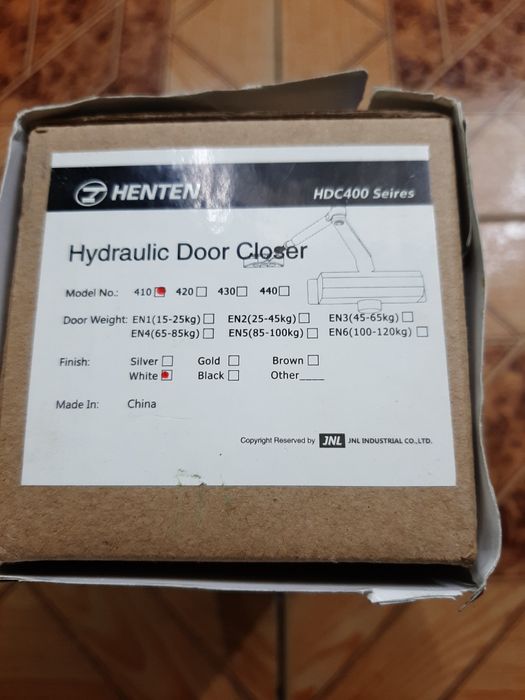 Доводчик дверний HENTEN 410 — 65 кг білий