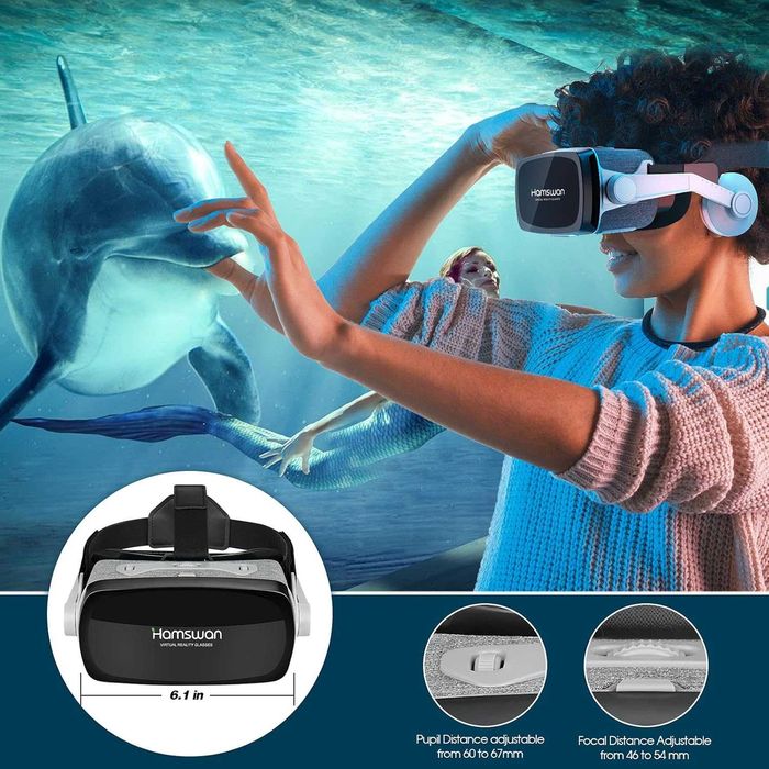 Gogle VR 3D z słuchawkami – regulacja IPD i ogniskowej 807