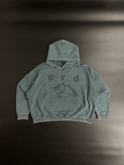Темна кофта E.R.D зеленоватого цвета с принтом С М Л ХЛ  hoodie всесезонная