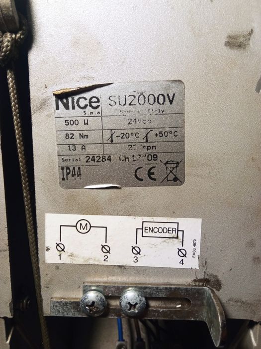 Automat nice 230 v do bramy garażowej segmentowej