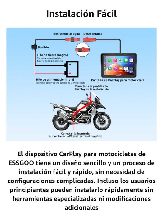 Android Auto/CarPlay para Moto, écran 5", marca ESSGOO, NOVO