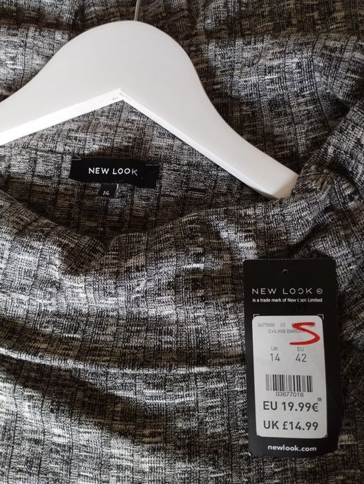 prążkowany sweter z długim rękawem dekolt łódka new look