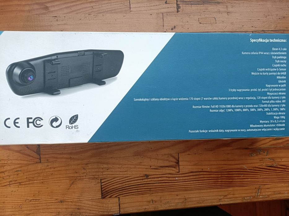 NOWY Rejestrator jazdy OMNA G900 lusterko + kamera cofania