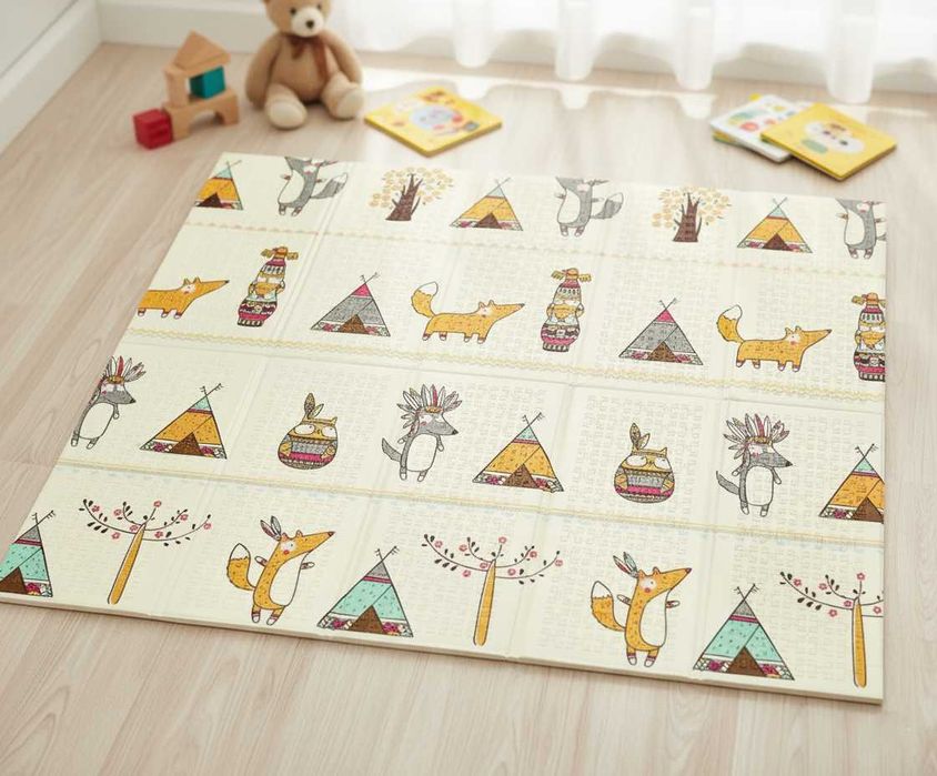 Mata edukacyjna piankowa dwustronna „Pandy i Indianie” 200x180 cm