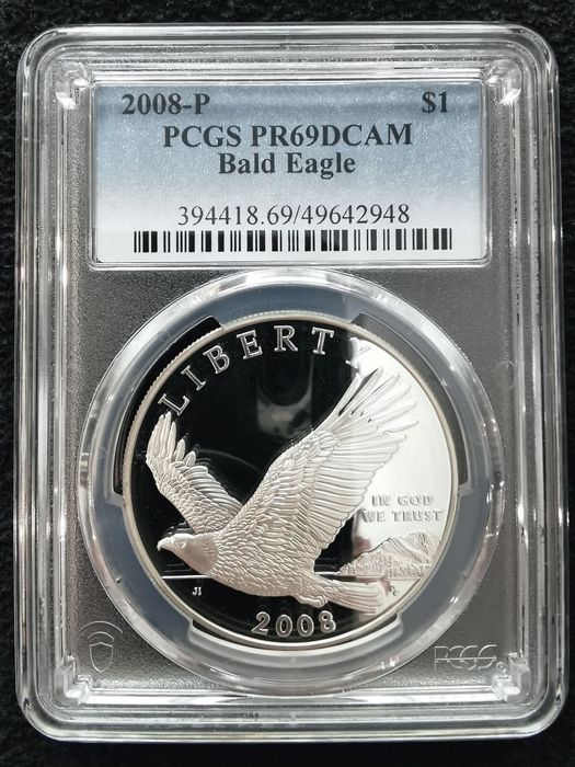 США 1 долар 2008р. - Білоголовий орлан. СРІБЛО. СЛАБ.
