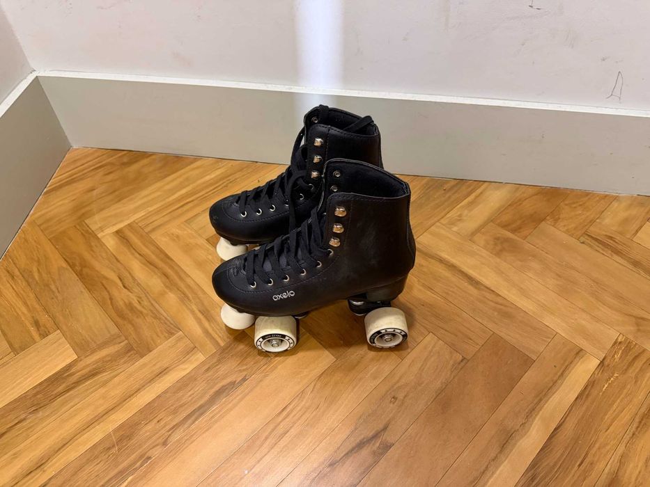 Patins de 4 Rodas Oxelo Quad Pretos, patinagem artística, tamanho