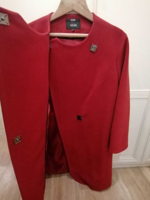 Демісезонне жіноче червоне пальто з вовни RICHE