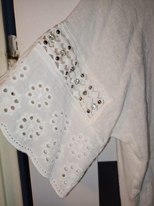 Biała bluzka len bawełna xl