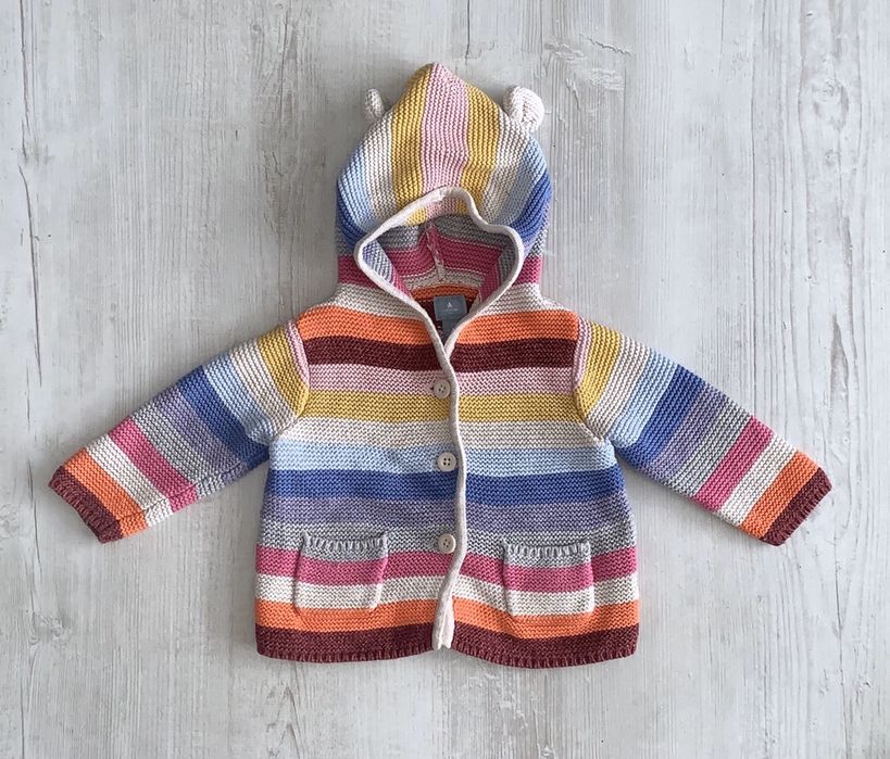Pleciona bluza GAP 62 68 kolorowa miś wiosenna