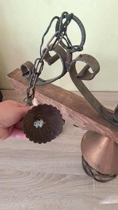 Retro Lampa Metal Drewno