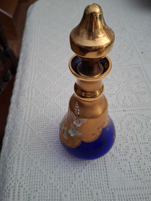 garrafa cálices e bomboneira em vidro murano